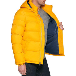 Men's Winter Puffer <b>Jacket</b> Hooded Color Blocking Zipper Closure Windproof Casual Outerwear Black <b>Silver</b> Regular Fit - Product Image 6