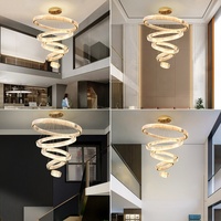 5 anneaux grande lumière pendentif hôtel villa projet d'éclairage lustre en cristal décoratif