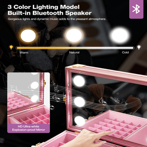 Tavolo Portatile per Manicure con Luce a 3 Colori e Altoparlante, Scrivania Pieghevole per Tecnici delle Unghie, Valigetta da Viaggio per Professionisti delle Unghie - Product Image 3