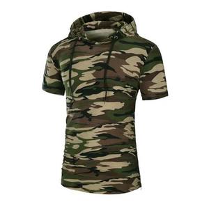 Sweat-shirt à capuche uni personnalisé pour homme, manches courtes, respirant, en tissu tricoté écologique, brodé, coupe classique - Product Image 5