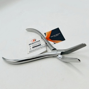 Pince à extensions capillaires en acier inoxydable à pointe plate courbée, avec logo gravé sur mesure, étui en cuir, pour extensions Remy chinoises à clipser - Product Image 2