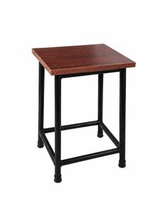 Taburete Metálico con Asiento de Madera |   Taburete Multiusos Resistente para Hogar, Cocina, Tienda, Oficina, Comedor y Uso General - Product Image 1