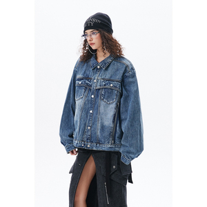 New Fashion Retro Wash Windproof 100% Cotton Winter Women's Loose Zipper <b>Denim</b> <b>Jacket</b> - Product Image 2