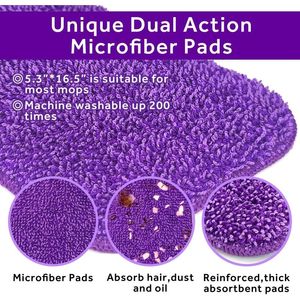 Ricambi per Mop in Microfibra da 16,5 Pollici, Confezione da 3, Testine Piatte Riutilizzabili per Pulizia Pavimenti Bagnati e Asciutti - Product Image 3