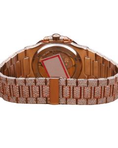 Reloj de Lujo para Hombre con Incrustaciones de Diamantes Moissanite en Oro Rosa, Estilo Hip Hop - Product Image 1