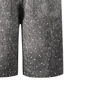 Shorts en jean unisexes de haute qualité, effet délavé, entièrement ornés de strass, sur mesure, shorts en jean brillants pour hommes - Product Image 6