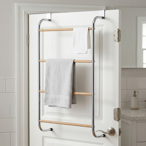 MIT Housewares Modern Fashion Cast Iron Wood Grain <b>Chrome</b> Plated Wall-Mounted 4-Bar Movable Bath Towel Rack Heater Wholesale - Product Image 1