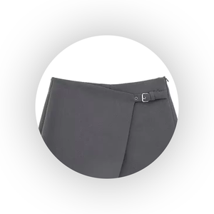 Shorts en cuir pour femmes, tendance, avec boucle réglable, fermeture éclair, en véritable peau de mouton, personnalisation disponible - Product Image 3