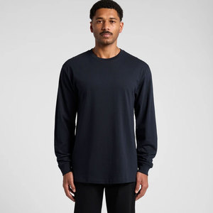 Camiseta de Manga Larga para Hombre, 100% Algodón, Cuello Redondo, Algodón Grueso, Estilo Urbano, Esencial, Lisa - Product Image 5