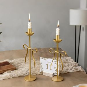 Portavelas Cónicos Negros, Juego de 2 Portavelas con Forma de Lazo, Candelabros Metálicos Modernos, Decoración Navideña - Product Image 3