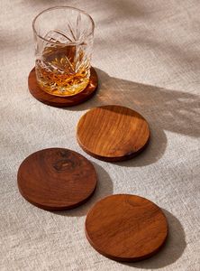 Posavasos Redondo de Madera con Diseño de Veta de Roble, Tapete para Bebidas, Base para Mesa con Gran Capacidad para Tazas de Café, Té, Hogar, Cafetería, Rani Industries - Product Image 4