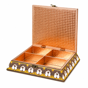 Boîte à fruits secs en bois antique avec motif en croix |   Boîte de rangement décorative artisanale - Product Image 4