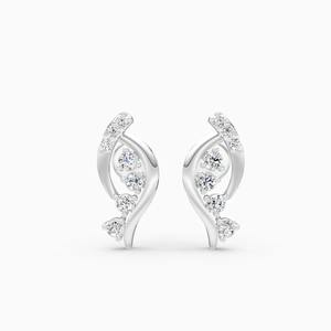 Pendientes de diamantes Wave Cluster con diamantes cultivados en laboratorio de 0.19 quilates en oro amarillo de 9 quilates, oro blanco y oro rosa. - Product Image 2