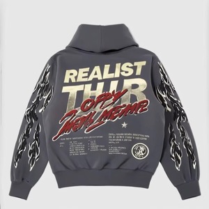 Sudadera con Capucha Negra Personalizada Reakyst, Ropa Urbana para Hombre, Diseño con Estampado Digital, Corte Holgado, 100% Algodón Jersey, Transpirable, Otoño - Product Image 5
