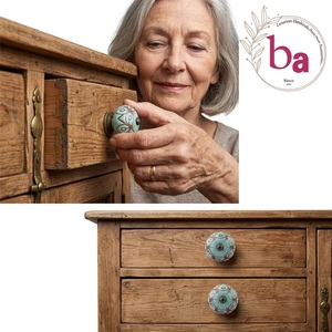 Ba <b>Ceramic</b> Cabinet <b>Knobs</b> Industrial Eco-Friendly Turquoise Brown Pattern for Kitchen Home Office Apartment Furniture Handles - Product Image 2