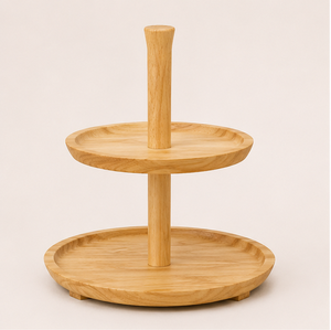 Wholesale 2 Tier Wooden Cake <b>Stand</b> & Tiered Serving Tray Round Wood Dessert Display <b>Stand</b> for <b>Cupcakes</b> Reasonable Price - Product Image 3