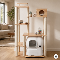 Árbol para Gatos de Lujo Moderno y Grande Personalizado con Poste Rascador de Sisal y Madera y Altura Ajustable para Gatos de Interior