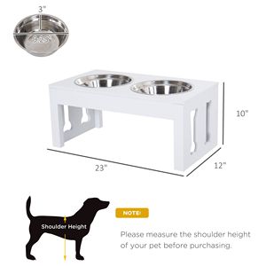Ciotola Rialzata in Legno Bianco da 23 Pollici per Cani e Gatti, Stazione di Alimentazione Lenta per Animali Domestici - Product Image 3