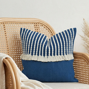 Housse de coussin beige moutarde tissée à la main, à rayures texturées, décorative, grande, pour coussin lombaire ou d'appoint, artisanale, pour la maison - Product Image 3
