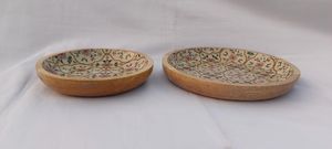 ชุดชามไม้ทำมือ |   ลายดอกไม้ ดีไซน์ธรรมชาติ (ชุด 2 ชิ้น) - Product Image 3
