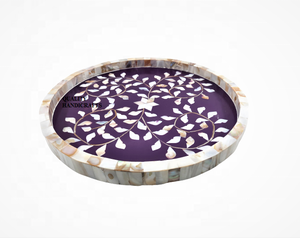 ถาดเสิร์ฟหอยมุกแท้ดีไซน์ใหม่ส่งตรงจากผู้ผลิตงานหัตถกรรมทำจากไม้งานฝีมือทำจากเรซิ่นฝังสีดำ30x30x3 75 - Product Image 1