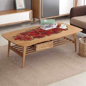 Embroidered Floral <b>Table</b> <b>Runner</b> Red Gold Traditional Home Decor Washable Polyester - Product Image 3