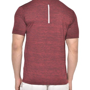 T-shirt décontracté pour homme, manches courtes, col rond, coupe classique, séchage rapide, extensible, tricoté en spandex/coton, rouge mélangé - Product Image 6