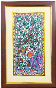 Pintura Mural Original de Madhubani - Arte Folclórico Metálico 3D Hecho a Mano en Jharkand para Decoración del Hogar por Ojistha Industries - Product Image 2