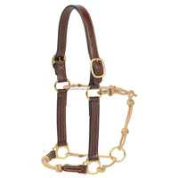 Nouveauté : Halte pour cheval en cuir et sangle en nylon, design hybride, avec ferrures en laiton robustes, tailles personnalisées disponibles