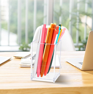 Porte-stylos en acrylique, best-seller, 2 compartiments, élégant, transparent, organiseur de bureau - Product Image 3