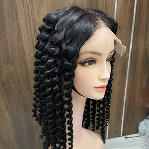 2026 Perruque à closure en cheveux humains vierges, bouclée à la vapeur, à nœuds simples, cuticules alignées, boucles souples, extensions de cheveux humains - Product Image 1