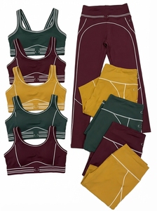 Women's Sporty 2-Piece <b>Set</b> Knitted Spandex Nylon Solid Color Breathable Full Length Skinny Fit Tops And Leggings All Seasons - Product Image 6