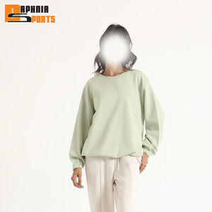 Sweat-shirt à col rond surdimensionné pour femme, en molleton de haute qualité, avec broderie personnalisée, coupe épaules tombantes, en French Terry - Product Image 2