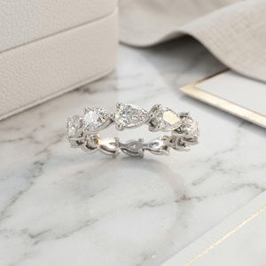 4.80CTW Lab Grown Pear Cut Prong <b>Set</b> for Certified <b>Gold</b> Plated Luxury Eternity <b>Ring</b> - Product Image 1
