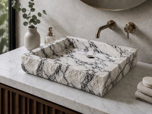 Vasque rectangulaire en marbre naturel, sculptée à la main, moderne, pour salle de bain de luxe, hôtel, meuble-lavabo, usage domestique, fournisseur en gros - Product Image 6