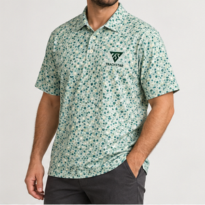 Trackstar <b>Men's</b> Teal <b>Green</b> Pebble Print <b>Polo</b> <b>Shirt</b> Short Sleeve Button Collar Casual Golf <b>Shirt</b> Custom Logo - Product Image 3