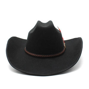 Chapeau de cowboy occidental d'extérieur de haute qualité, chapeaux Fedora classiques en gros, chapeau de cowboy en feutre à large bord pour femmes et hommes avec ceinture à boucle - Product Image 4