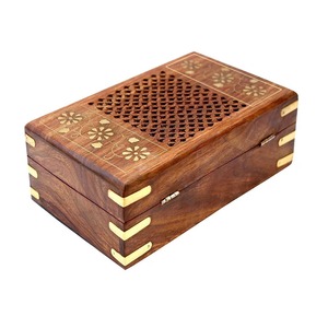Caja de Joyería Rectangular de Madera Ecológica, Moderna y de Lujo, con Diseño Oriental Tallado y Cierre de Hierro, para Almacenamiento en Dormitorio o Sala de Estar, HASAN - Product Image 3