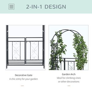 81\" Metal Garden Pergola Locking Gate Climbing Vine <b>Frame</b> with Heart Motifs Double Doors for <b>Arch</b> Weddings & Bridal Parties - Product Image 6