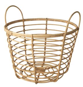 Panier en rotin moderne, fait main, organisateur de rangement, bac rond tissé durable avec poignées, accessoire de maison écologique - Product Image 1