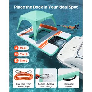 Piattaforma Galleggiante Gonfiabile 10 X 6 FT, Tappetino Acquatico Antiscivolo con Borsa per il Trasporto, per Fiumi e Mare - Product Image 5