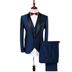 Costume d'affaires bleu clair pour homme, à double boutonnage, avec col cranté et pantalon à braguette boutonnée, pour occasions formelles - Product Image 4