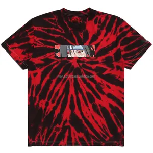 Hochwertige Tie Dye T-Shirt Lieferant Männer Kurzer Körper Rot Schwarz Neue Kurzarm Sommer T-Shirt