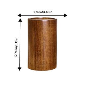 Porte-couverts rond en bois simple pour table à manger, rangement pour cuillères et fourchettes, comptoir de cuisine et service des invités, fabriqué à la main en Inde - Product Image 6