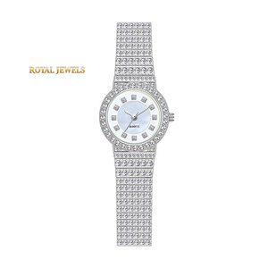 Reloj de cuarzo con esfera de diamantes para mujer, reloj de pulsera con pulsera de acero inoxidable, reloj analógico redondo para fiesta y uso diario - Product Image 1