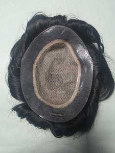 Toupee de Cabello Indio Remy Liso con Parte Central Taz Hair Miraj 8X6, Base de Encaje PU, 100% Atado a Mano, 24mm - Product Image 4
