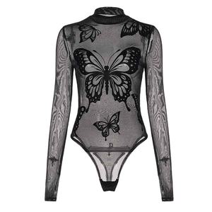 จั๊มสูทผู้หญิงแบบชิ้นเดียวผ้าตาข่ายลายผีเสื้อ แขนยาว ปักลาย ดีไซน์เซ็กซี่ รุ่นใหม่ล่าสุดสำหรับฤดูร้อน - Product Image 5