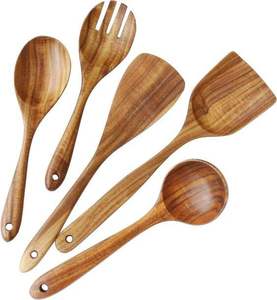 Ensemble de 4 louches en bois naturel écologiques pour la cuisine, le service et le camping – Durables, légères, compatibles lave-vaisselle et micro-ondes - Product Image 1