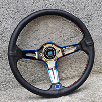 ND14 Pouce Bleu Galvanoplastie Cuir Volant de Voiture Universel Modifié Drift Racing Bracket