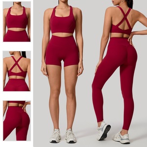 Women 2 Piece Sports Fitness Sets Breathable Quick Dry Yoga <b>Top</b> Leggings Outdoor Running Yoga Wear Gym Fitness Set - Product Image 2
